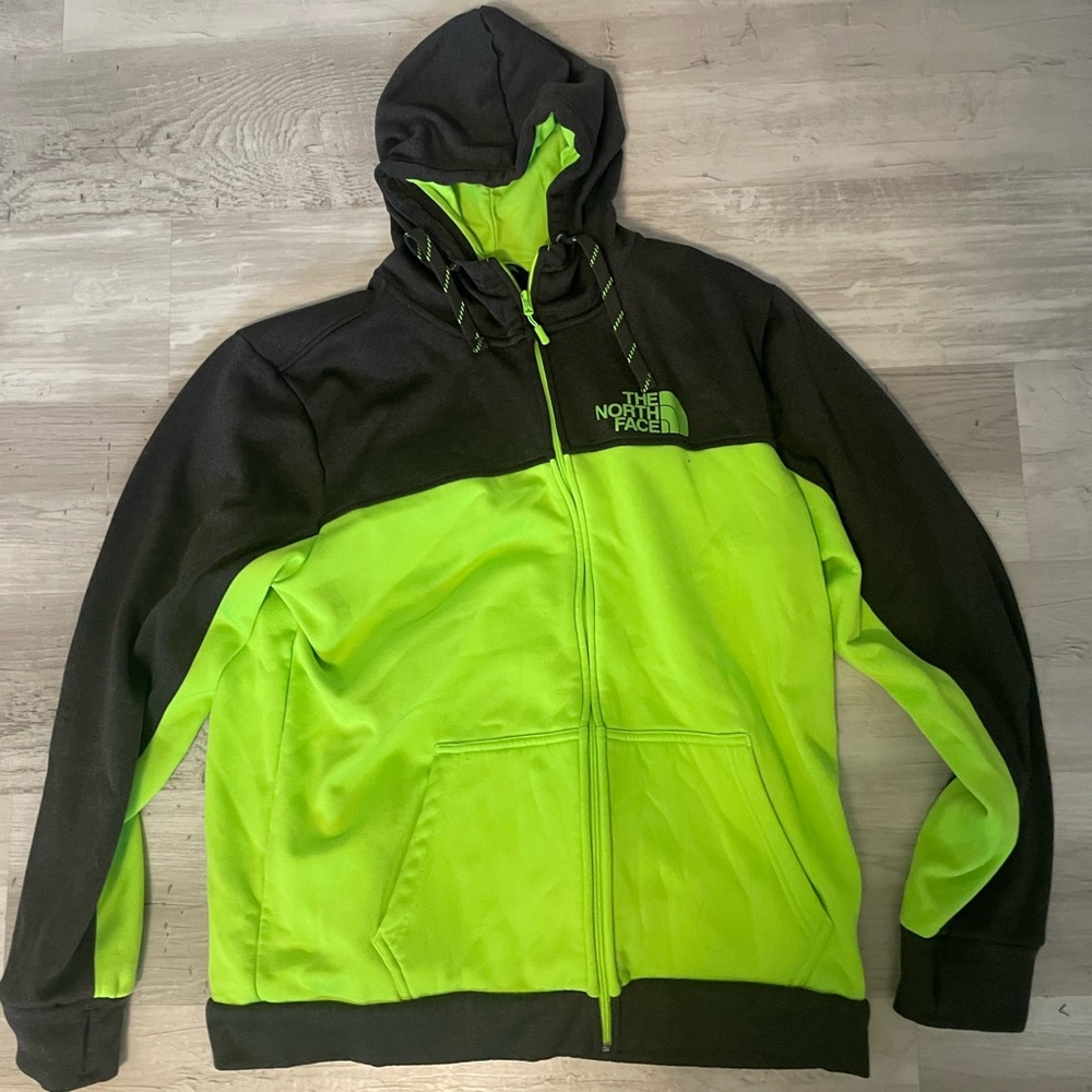 Neon green zip up hoodie the north face